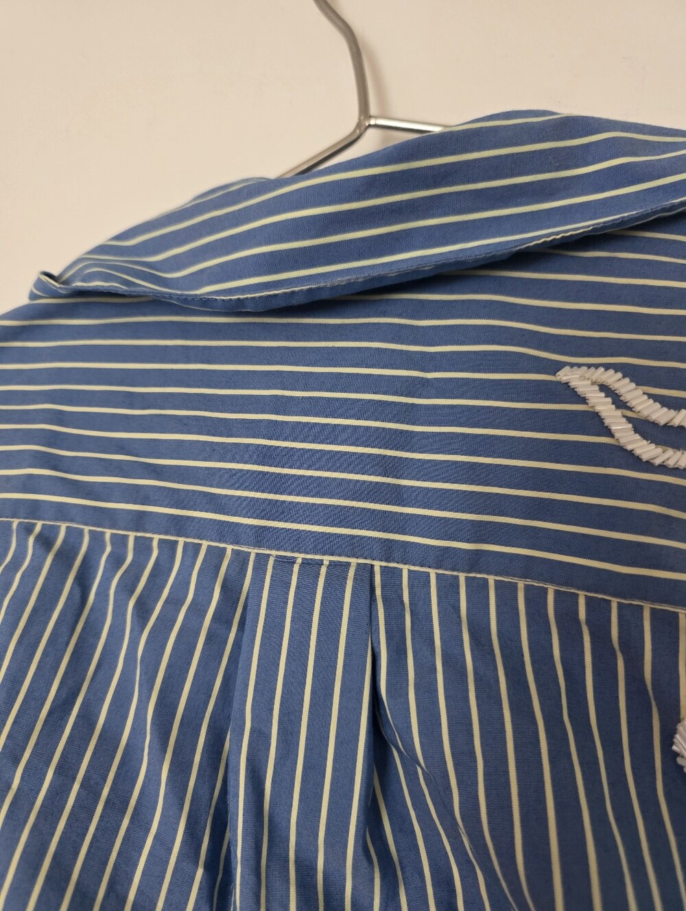 cinq à sept Blue and White Striped Tie-Front Shirt with Beaded Floral - Picture 10 of 12
